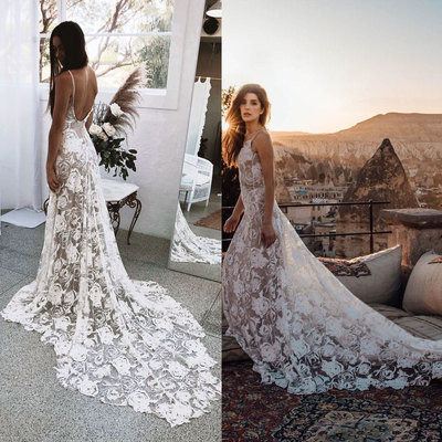 Lace Backless Wedding Dresses Bridal Gown