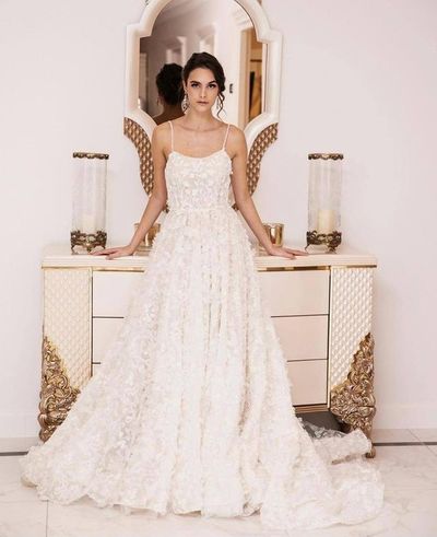 Princess A-Line Scoop Neck Lace Wedding Dress