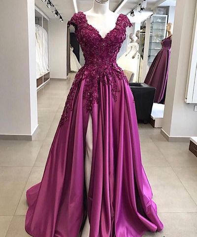 Charming Prom Dress,V-Neck Prom Dress,Appliques Prom Dress,A-Line Prom Dress,Long Prom Dress,Evening Dress,153