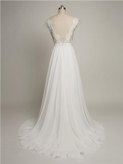 Elegant Beach Wedding Dresses,Cap Sleeves Back V Lace Wedding Dress,Cheap Bridal Gowns,188