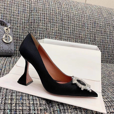 Black high heels women stiletto crystal diamond single shoes women S-280