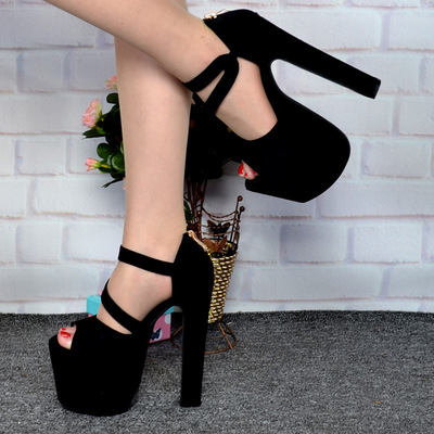 Super high heel thick heel lace sandals women's shoes 16CM S-287
