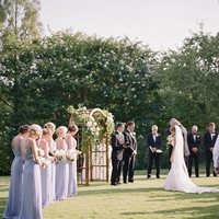 Classic A-Line V Neck Lilac Chiffon Long Bridesmaid Dresses - Thumbnail 1