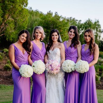 Sheath v neck purple chiffon long bridesmaid dresses - Thumbnail 2