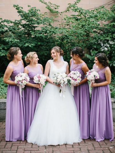 Lilac Chiffon Bridesmaid Dress Long Wedding Party Dress