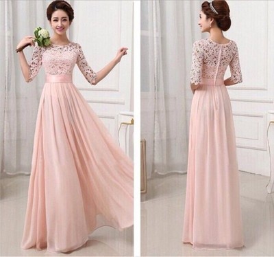 Long bridesmaid dress, lace bridesmaid dress, cheap prom dress, blush pink prom dress, long sleeve prom dress,247
