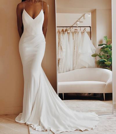 Sexy Backless Wedding Dress,Spaghetti Straps Wedding Dresses,Mermaid Bridal Gowns,273