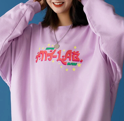 Pastel Color Star Letter Printed Pullover Sweatshirt
