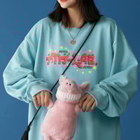Pastel Color Star Letter Printed Pullover Sweatshirt - Thumbnail 5