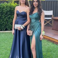 Charming Elegant Cowl Neck Dark Green Split Prom Dresses, Evening Party Dresses - Thumbnail 1