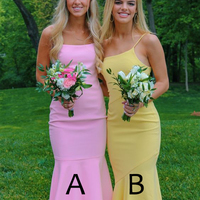 Simple Elegant Sheath Elastic Satin Bridesmaid Dress, Long Evening Party Dresses - Thumbnail 1