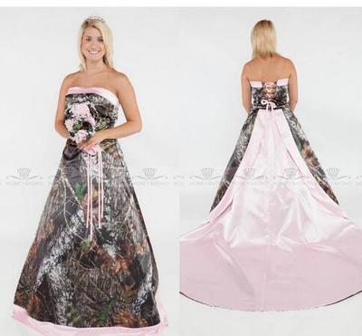 Glamorous 2021 Camo A line Wedding dresses plus size formal pink satin court train bridal gowns strapless sexy lace-up back wedding gowns,350