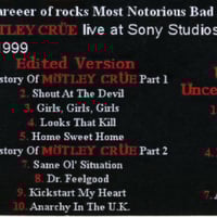 MOTLEY CRUE LIVE AT SONY STUDIOS 21.DES.1999 DVD - Thumbnail 1