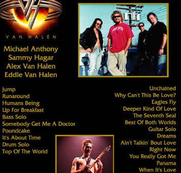 VAN HALEN PEPSI ARENA ALBANY.NY 6.26.2004 DVD