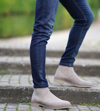 New Handmade Men Beige Suede Chelsea Boot, New Ankle Boot