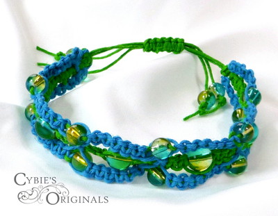 Aqua and green fancy knot bracelet