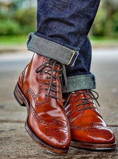 New Oxfords Brown Customize Wingtip Brogue Ankle High dress Boot