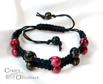 Double black and red hemp bracelet