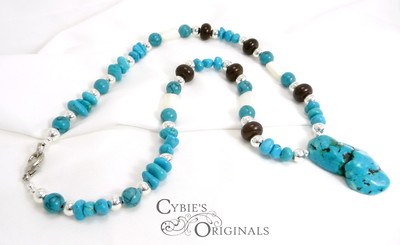 Turquoise Magnesite and Mother of Pearl Necklace