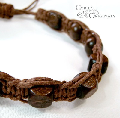 Wooden beaded hemp bracelet