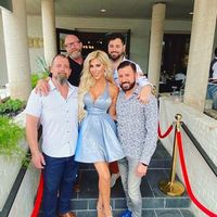 Chic A-Line Halter Blue Sparkle Satin Short Prom Dresses with Pockets Short Homecoming Dresses - Thumbnail 1