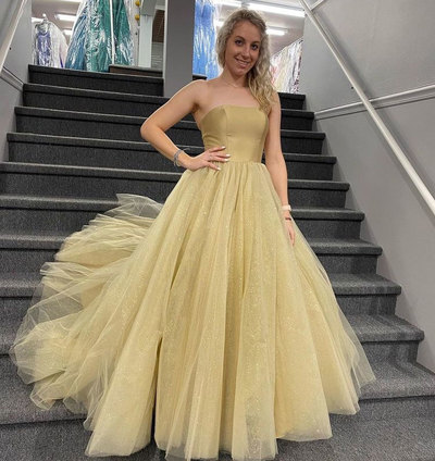 Gold Prom Dresses Strapless