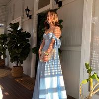 Sweetheart A-Line Sky Blue Satin Long Prom Dresses Formal Gown - Thumbnail 3