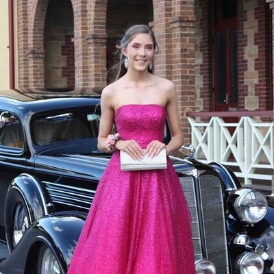 Strapless A-Line Hot pink Sequins Long Prom Dresses