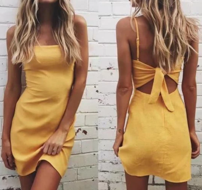 Fashion Butterfly Sexy Backless Strap Dress