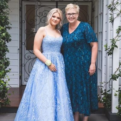 Gorgeous a-line scoop neck cross back sky blue prom dresses - Thumbnail 3