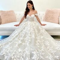 Gorgeous Ball Gown Off the Shoulder Lace Wedding Dress for Bridal - Thumbnail 1