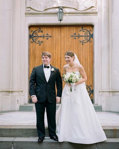 Gorgeous A-Line Scoop Neck Spaghetti Straps White Satin Wedding Dresses