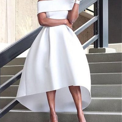 White hi low prom dresses - Thumbnail 3