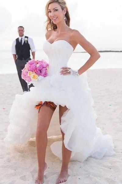 Strapless High Low Bridal Dresses for Beach Weddings,970