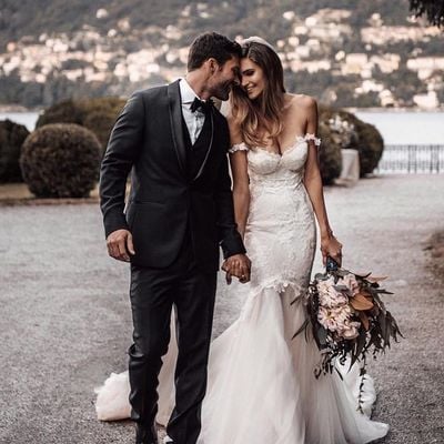 Mermaid sweetheart ivory tulle wedding dresses with appliques - Thumbnail 2