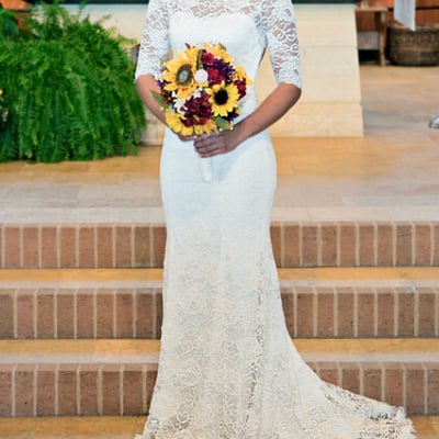 Elegant mermaid long sleeves lace wedding dresses - Thumbnail 3