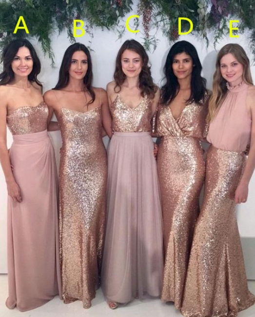 Sexy Sequins Bridesmaid Dresses | Chiffon Floor Length Maid Of Honor Dresses Online,BD202131