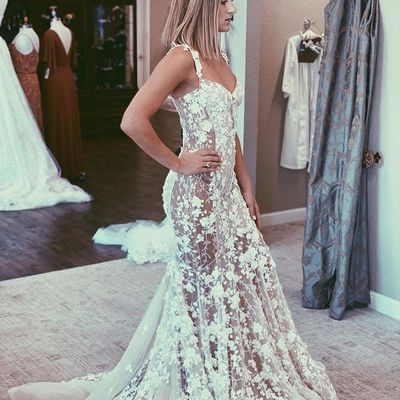 Mermaid sweetheart lace wedding dresses with train - Thumbnail 2