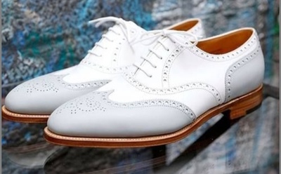 Best New Grey White Oxfords Wingtip Leather Lace Up Shoes