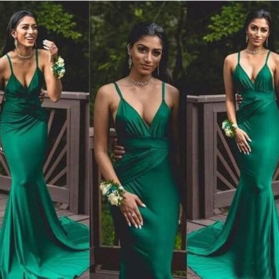Spagehtti straps green prom dresses - Thumbnail 3