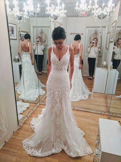 V-Neck Mermaid Newest Wedding Dresses,Long Wedding Dresses,Cheap Wedding Dresses, Evening Dress Prom Gowns, Formal Women Dress,Wedding Dress,466