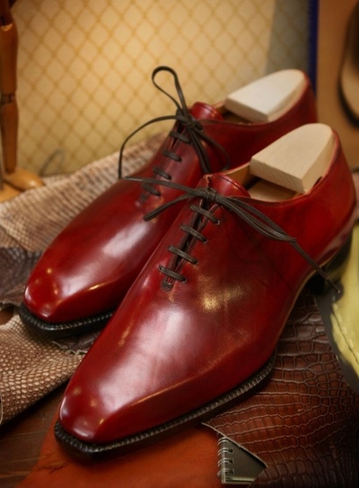 New Handmade Red Leather Derby Lace Up Men's Shoes