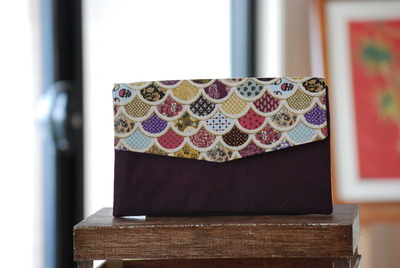 Envelope Clutch - Purple Half Moons