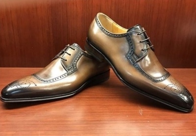 Elegant Oxfords Natural rust leather Brogue Shoes, Party Wear Lace Up Shoes