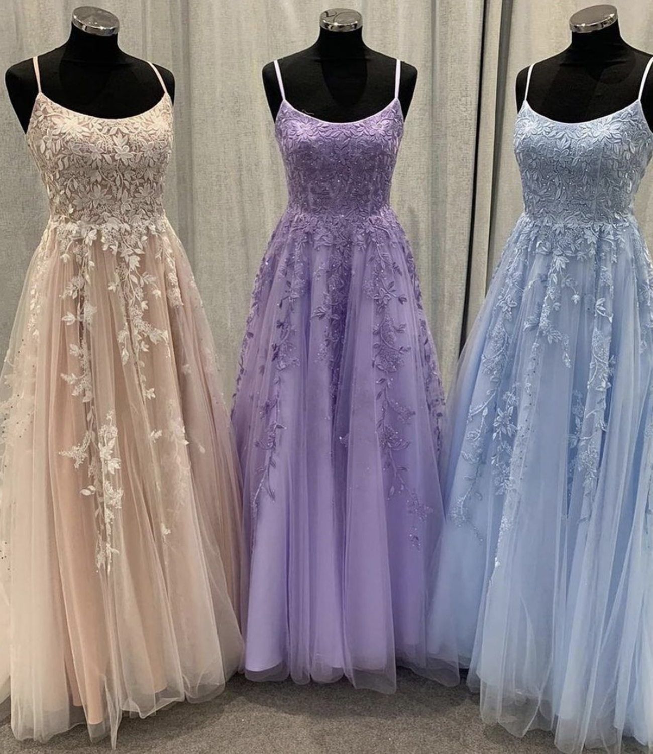 Cute lace long A line prom dress evening dress