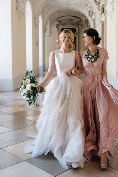 Gorgeous A-Line Satin Tulle Wedding Dresses