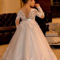 Cute Long Sleeve Tulle Flower Girls Dresses for Wedding Party - Thumbnail 1