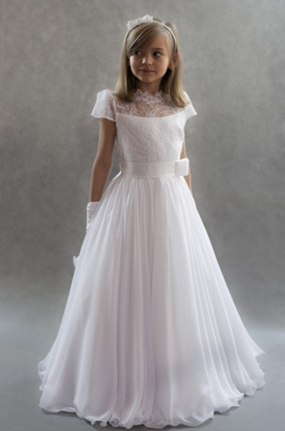 Vintage A-Line Cap Sleeve White Lace Flower Gilr Dresses