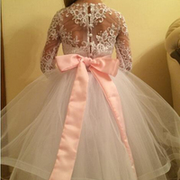 Long Sleeve Lace cute New Brithday Party Baby Little Kids Flower Girl Dress Princess Girls Pageant Dresses - Thumbnail 1