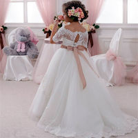 Cute Off the Shoulder Half Sleeve White Flower Girl Dresses - Thumbnail 1